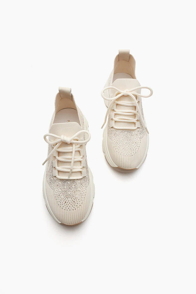 PAZZION, Kailani Crystal Embellished Flyknit Sneakers, Beige