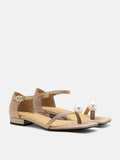 PAZZION, Kailyn Pearl Sandals, Almond
