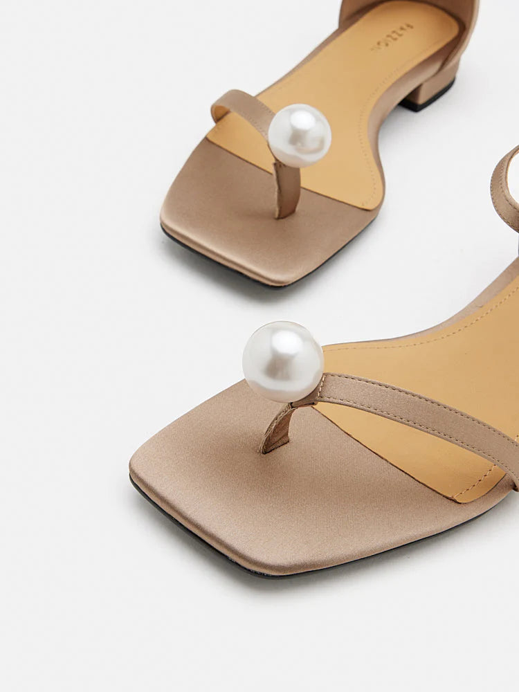 PAZZION, Kailyn Pearl Sandals, Almond