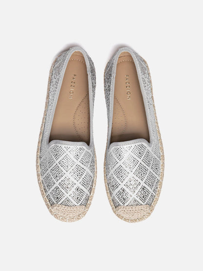 PAZZION, Karivyn Crystal Embroidered Espadrilles, Grey