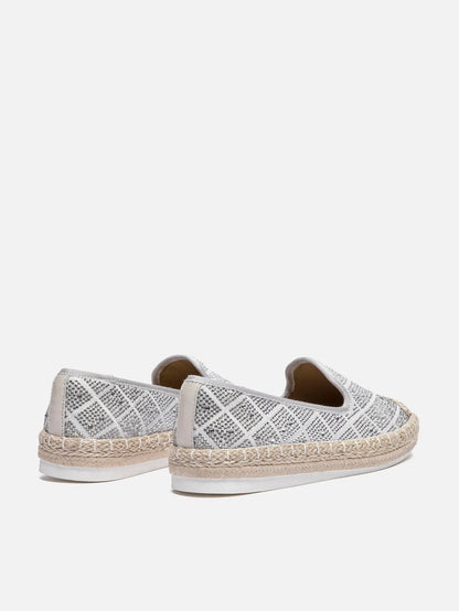 PAZZION, Karivyn Crystal Embroidered Espadrilles, Grey