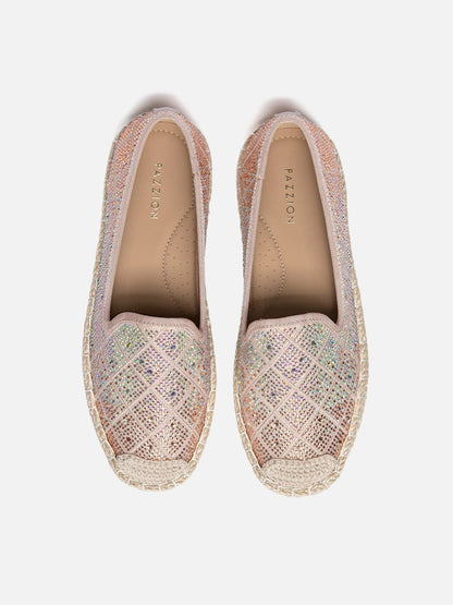 PAZZION, Karivyn Crystal Embroidered Espadrilles, Pink