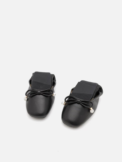 PAZZION, Karla Bow Foldable Flats, Black