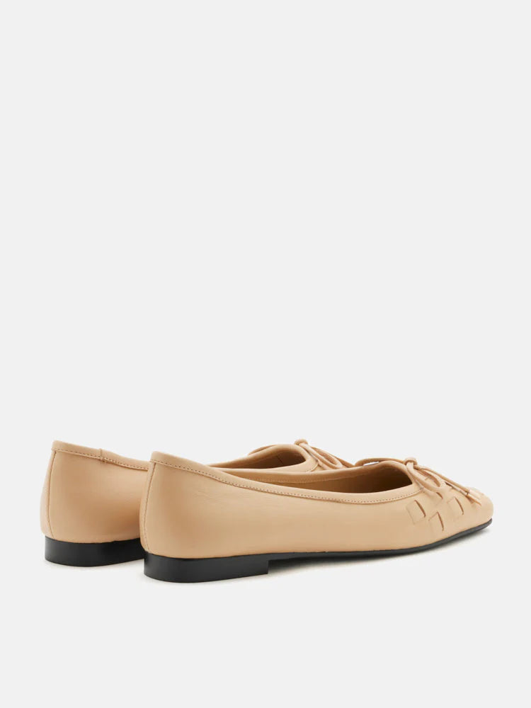 PAZZION, Katelyn Woven Bow Flats, Almond