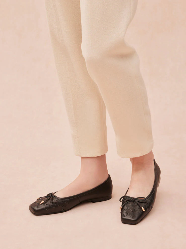 PAZZION, Katelyn Woven Bow Flats, Black