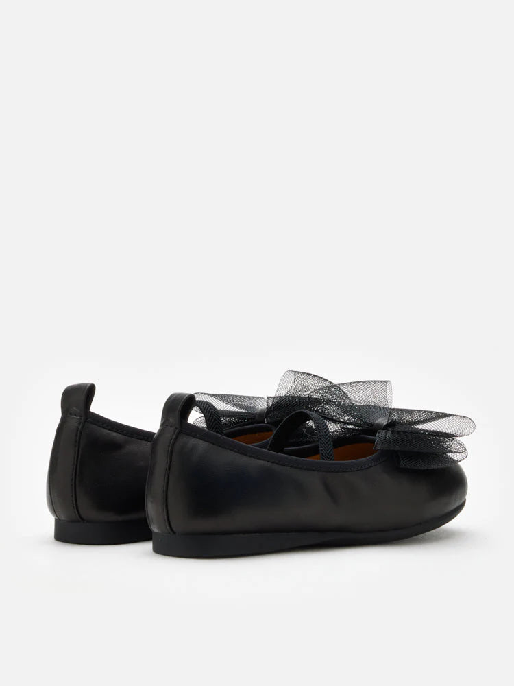 PAZZION, Katie Tulle Bow Mary Janes, Black