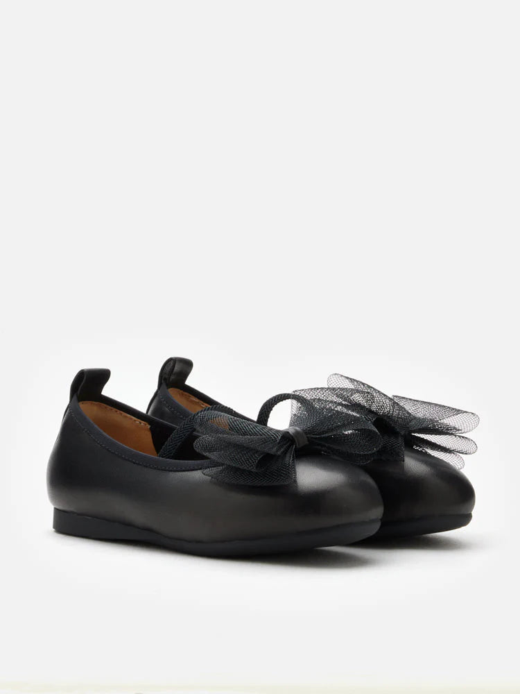 PAZZION, Katie Tulle Bow Mary Janes, Black