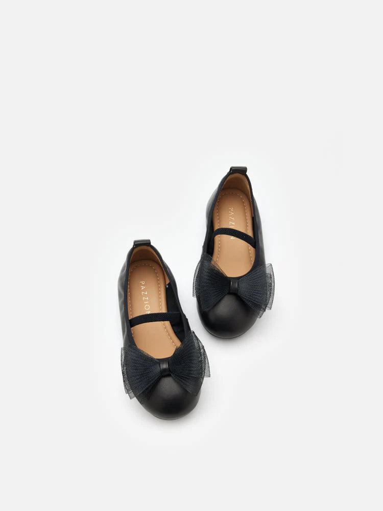 PAZZION, Katie Tulle Bow Mary Janes, Black