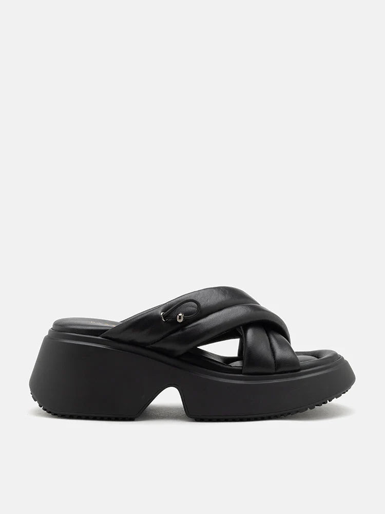 PAZZION, Kimberley Puff Platform Sandals, Black