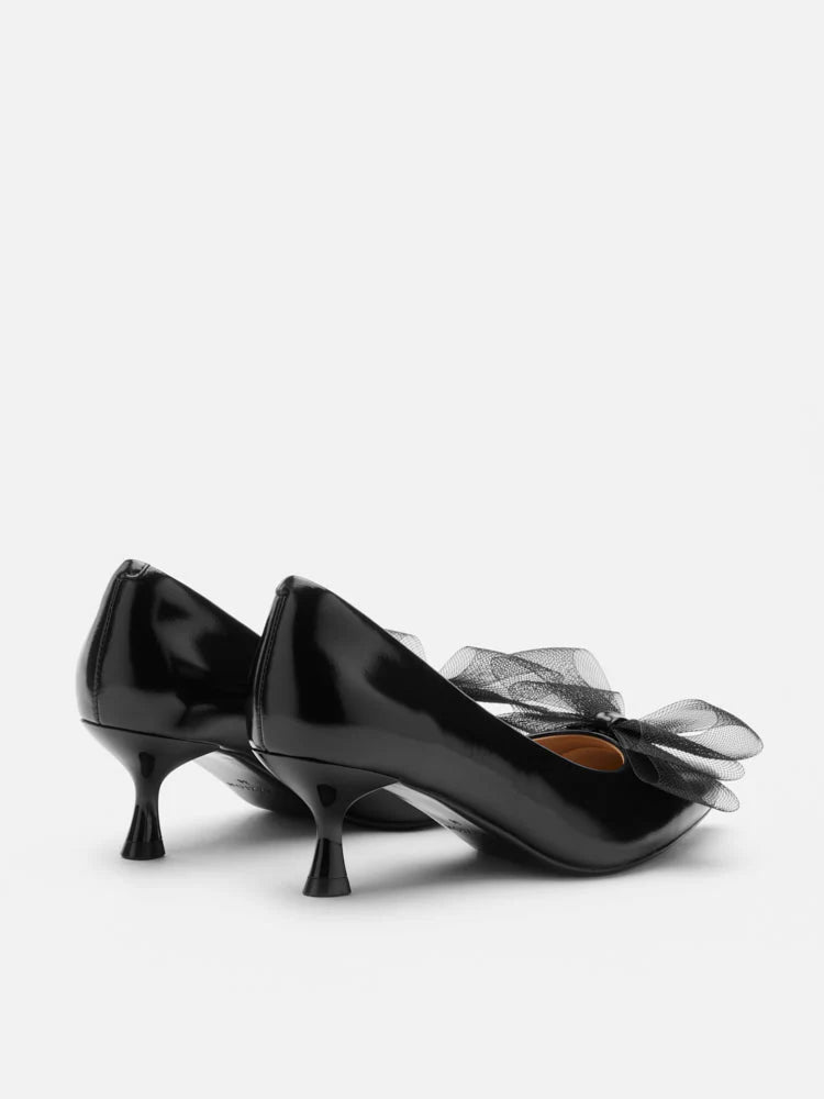 PAZZION, Kylie Tulle Bow Heels, Black