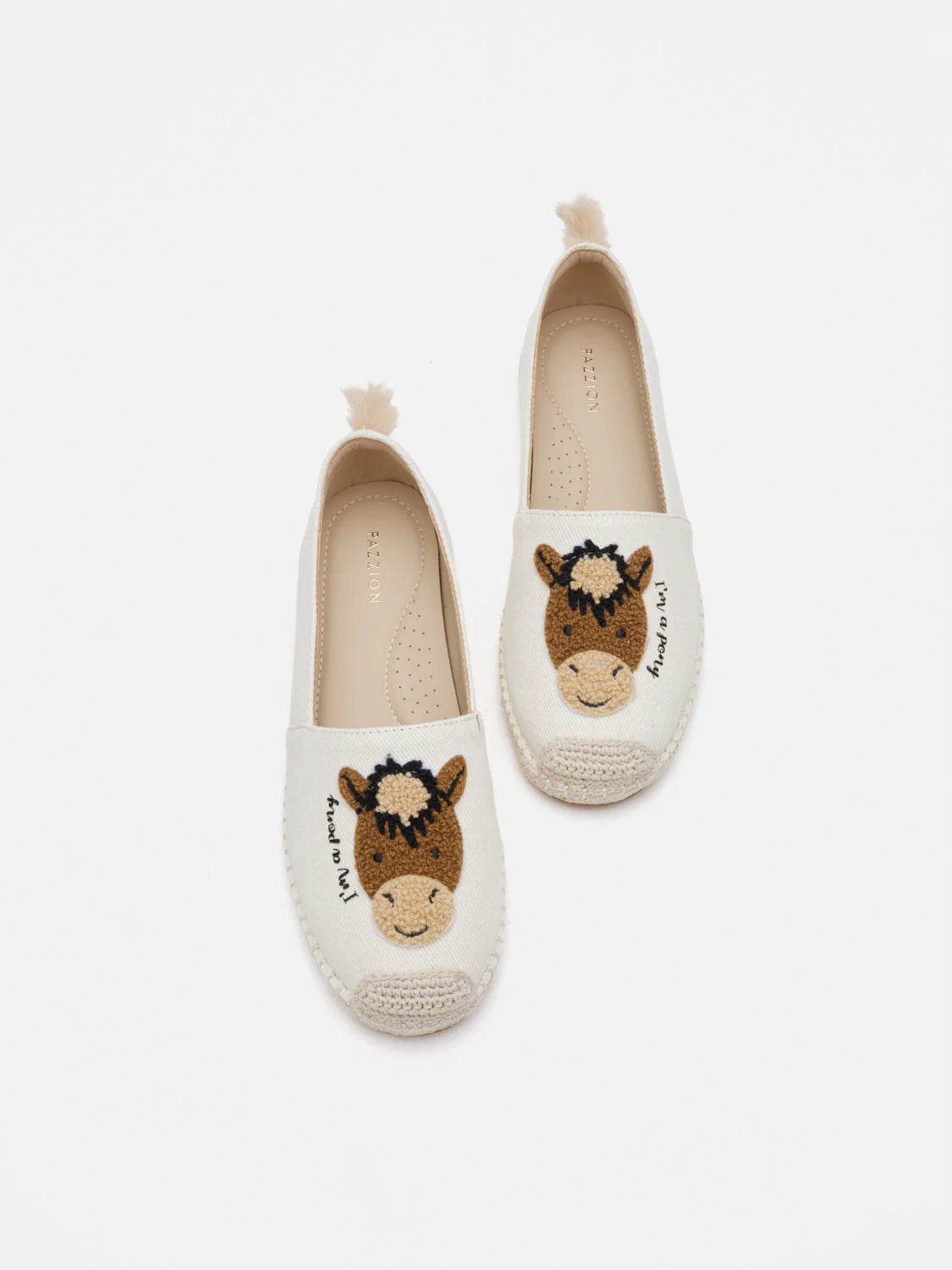 PAZZION, Larisse Horse Motif Espadrilles, Beige