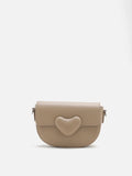 PAZZION, Lev Heart-shaped Flap Lock Saddle Bag, Khaki