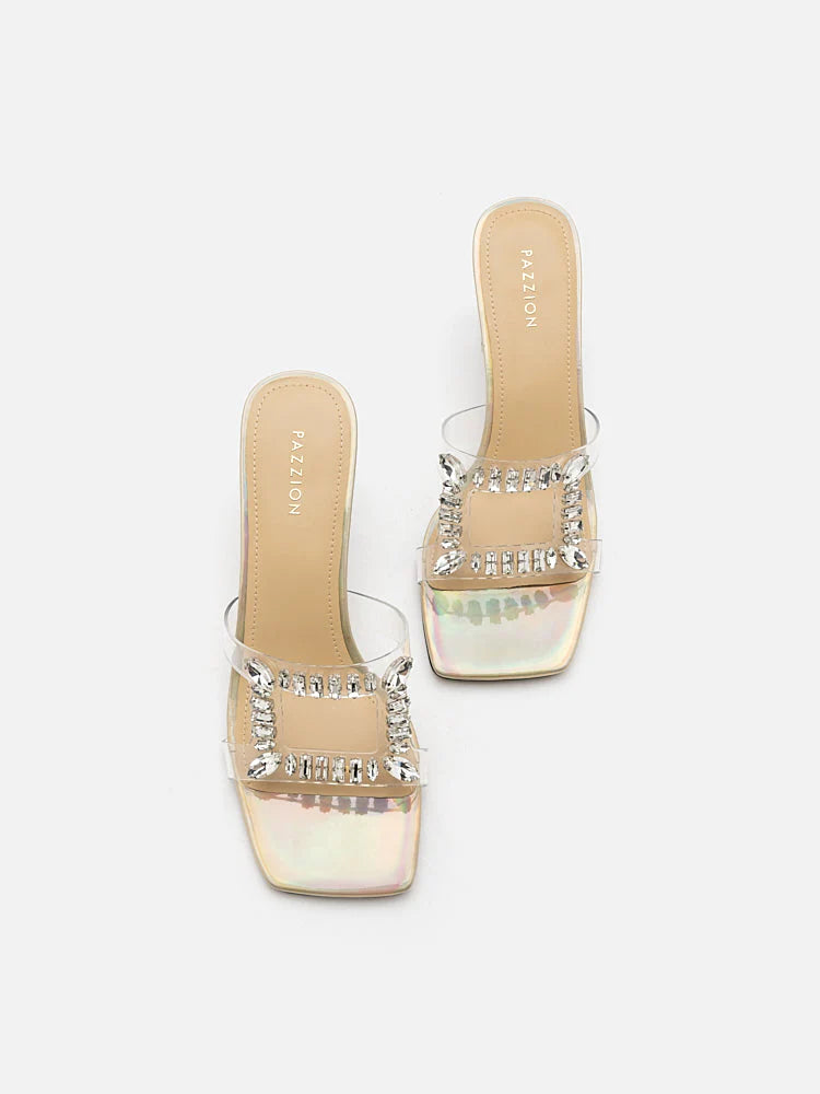 PAZZION, Lexi Iridescent Sandal Heels, Gold