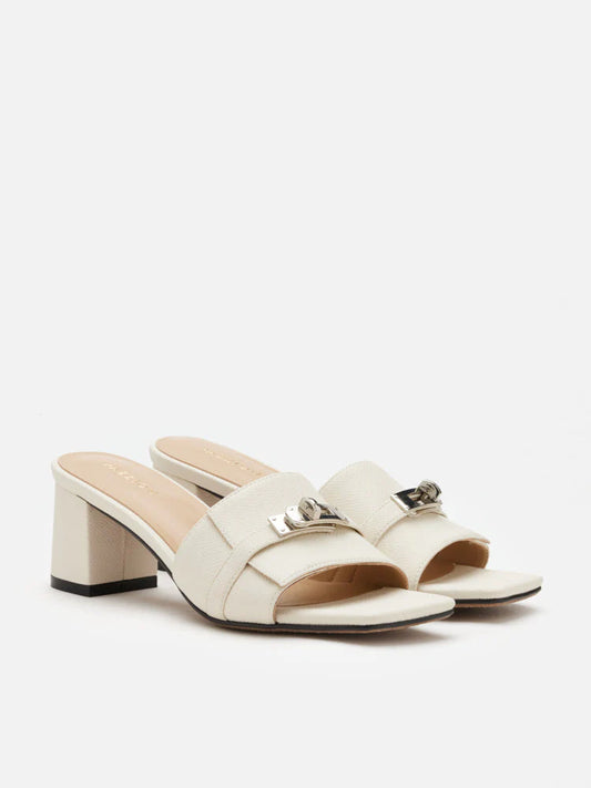PAZZION, Lexley Twist Lock Accent Sandal Heels, Beige