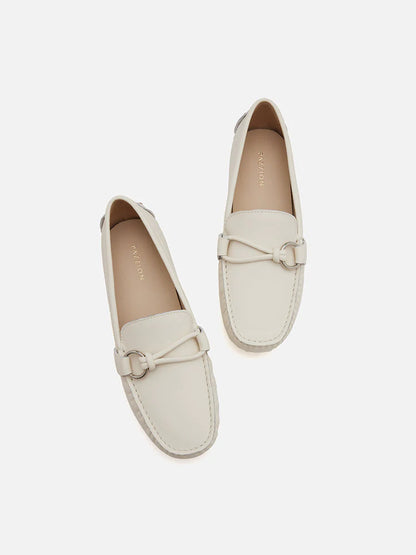 PAZZION, Lica Tie Buckle Moccasin, Beige