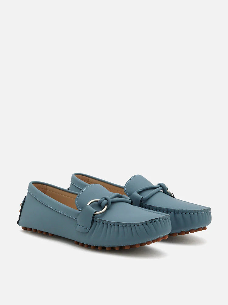 PAZZION, Lica Tie Buckle Moccasin, Blue