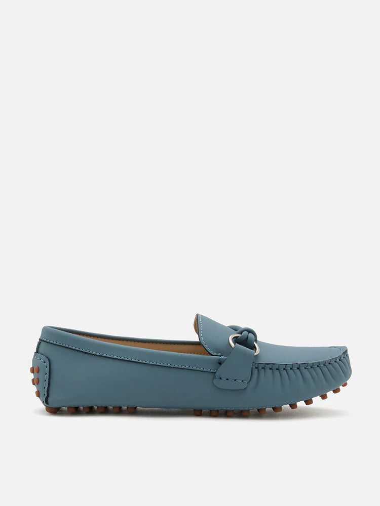 PAZZION, Lica Tie Buckle Moccasin, Blue