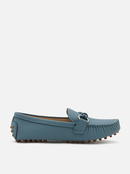 PAZZION, Lica Tie Buckle Moccasin, Blue