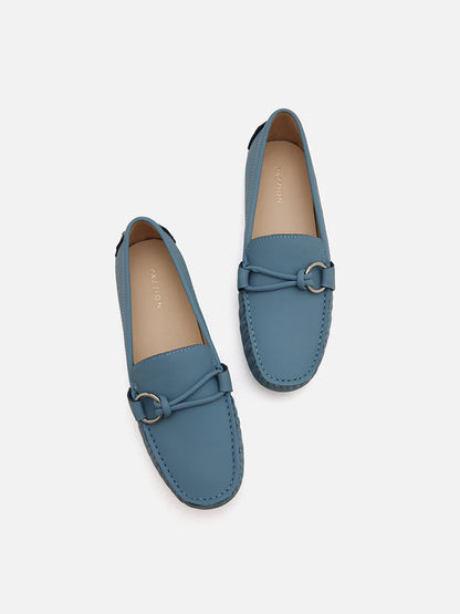 PAZZION, Lica Tie Buckle Moccasin, Blue