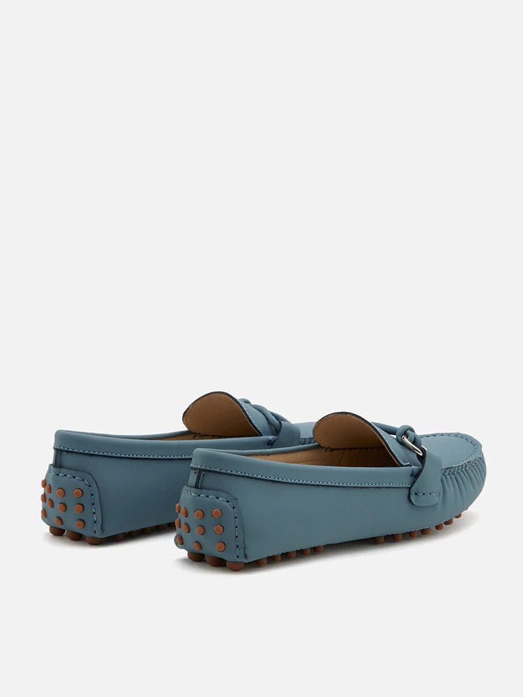 PAZZION, Lica Tie Buckle Moccasin, Blue