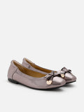 PAZZION, Lilith Polished Silver Ballet Flats, Pewter
