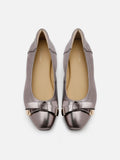 PAZZION, Lilith Polished Silver Ballet Flats, Pewter