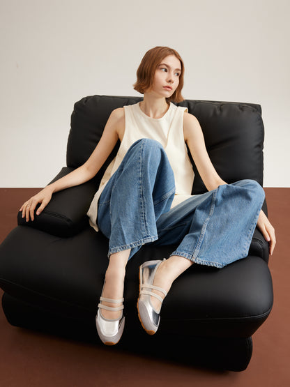 PAZZION, Liravelle Double-Strap Suede Mary Janes, Silver