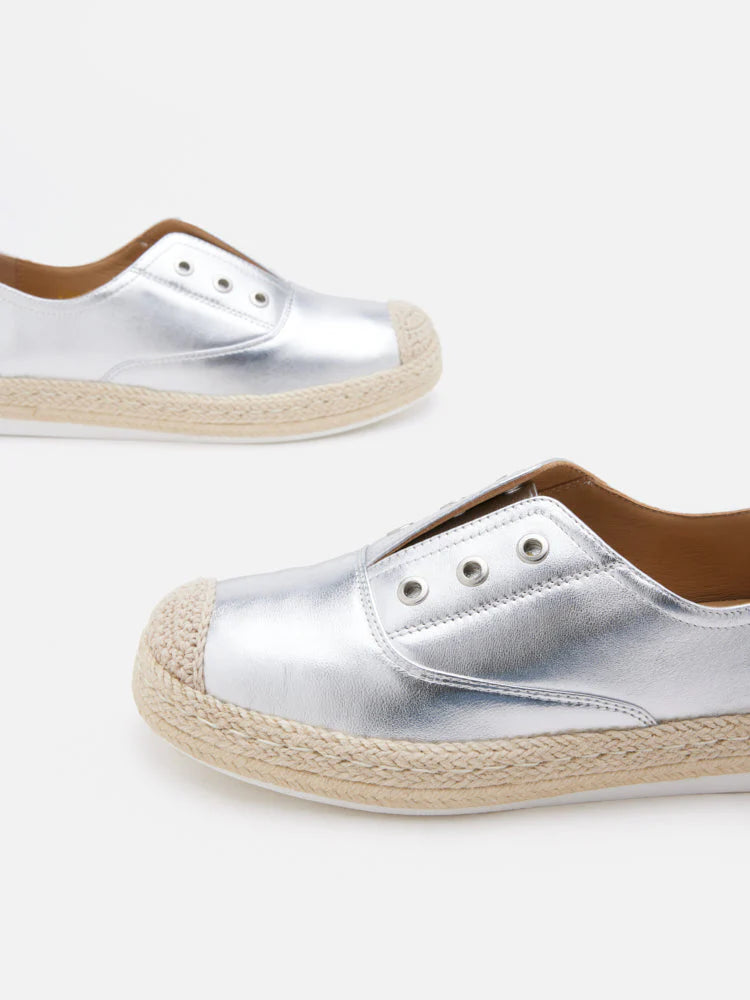 PAZZION, Liz Unlaced Slip-On Espadrilles, Silver