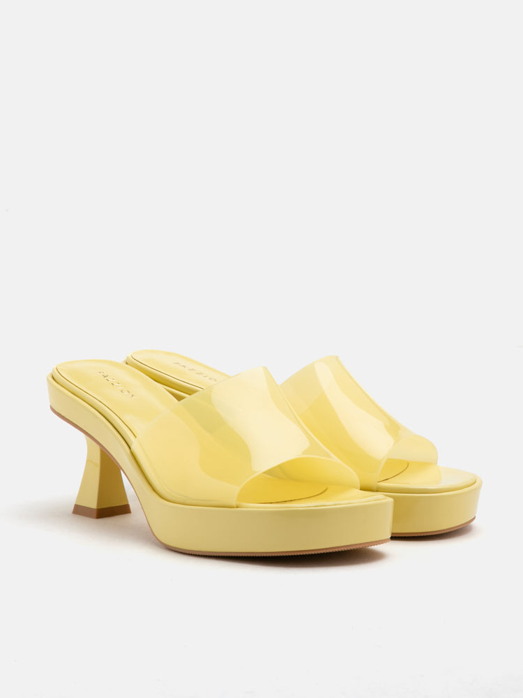 PAZZION, Lola Jelly Slip On Heels, Yellow