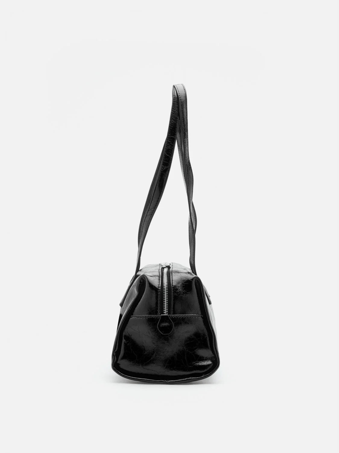 PAZZION, Louella Crinkled Elongated Handle Bag, Black