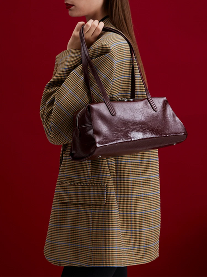 PAZZION, Louella Crinkled Elongated Handle Bag, Wine