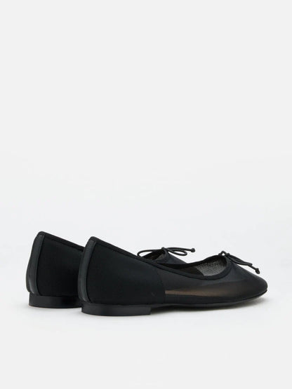 PAZZION, Lourdes Bow Mesh Flats, Black