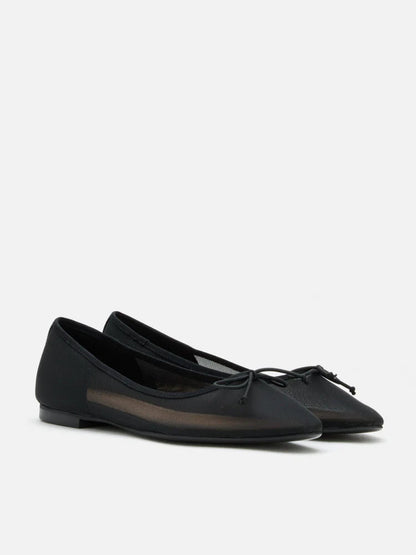 PAZZION, Lourdes Bow Mesh Flats, Black