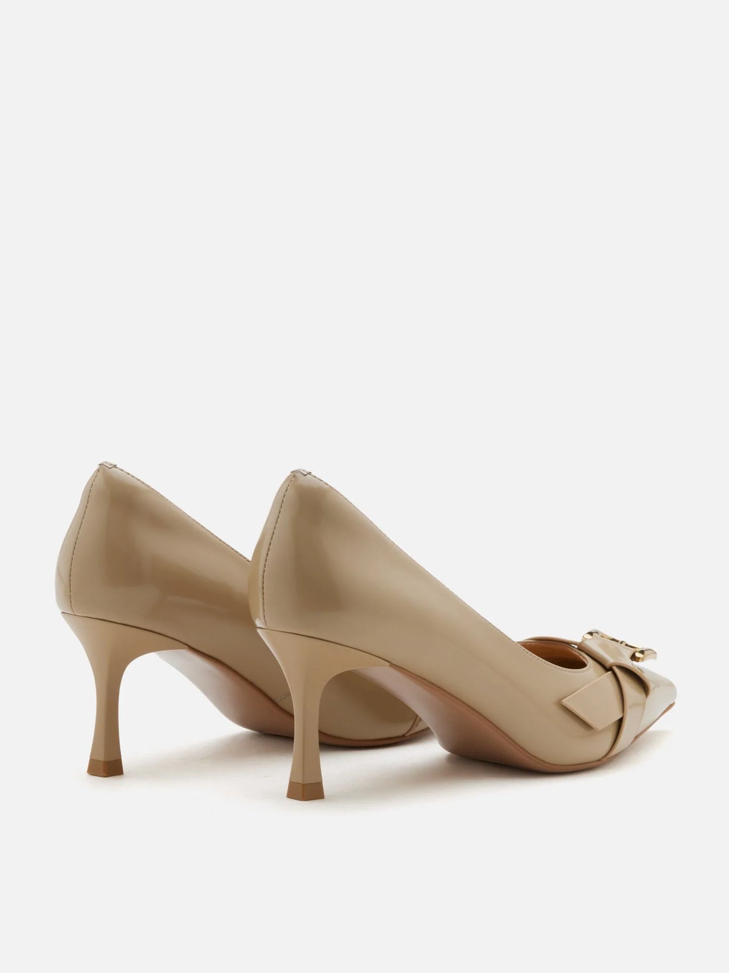 PAZZION, Luca Buckle-Accent Pointed Toe Heels, Almond