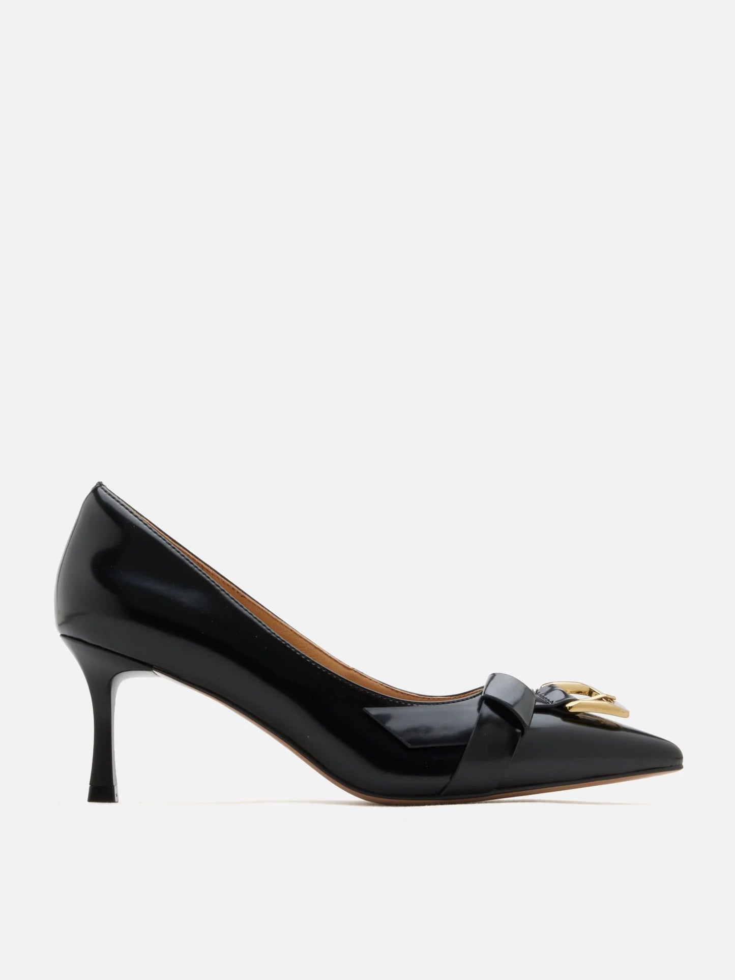 PAZZION, Luca Buckle-Accent Pointed Toe Heels, Black