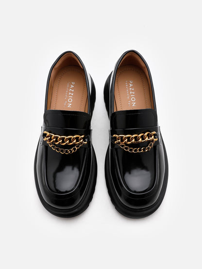 PAZZION, Lucia Platform Loafers, Black