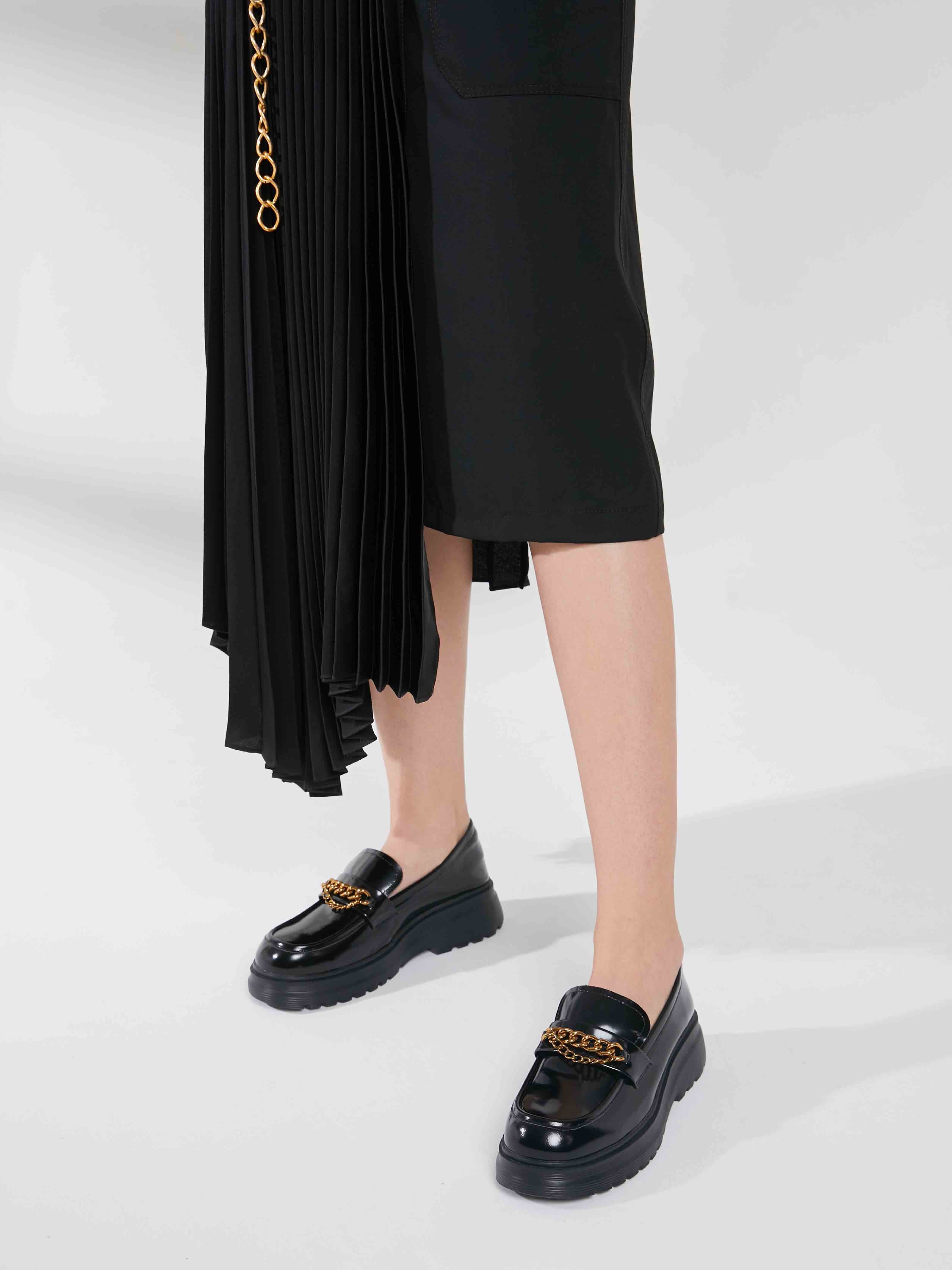 PAZZION, Lucia Platform Loafers, Black