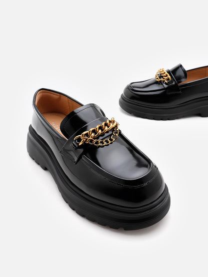 PAZZION, Lucia Platform Loafers, Black