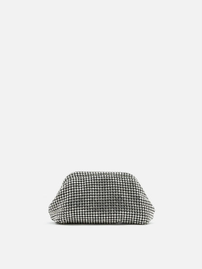 PAZZION, Lumina Diamante Embellished Clutch, Silver