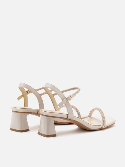 PAZZION, Lyra Ankle Strap Sandals, Champagne