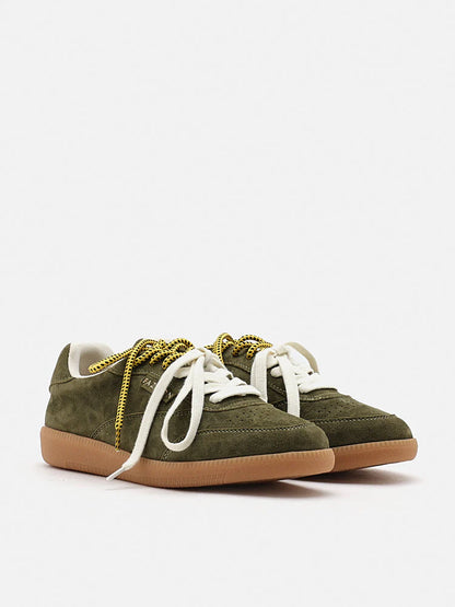 PAZZION, Maeve Double Laced Suede Sneakers, Green