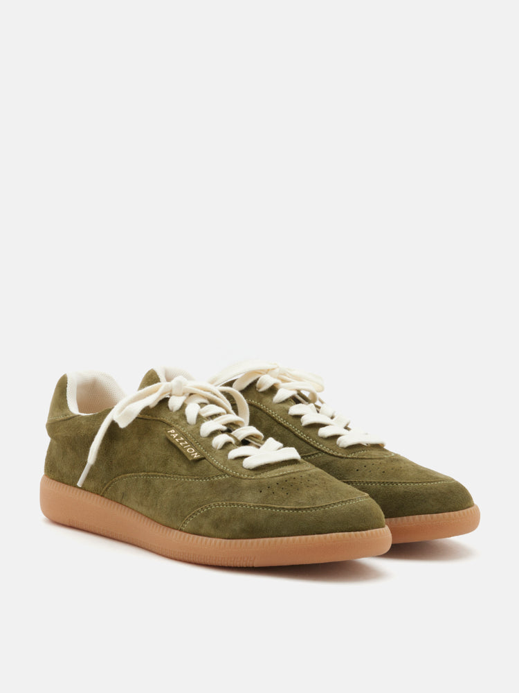 PAZZION, Maeve Double Laced Suede Sneakers, Green