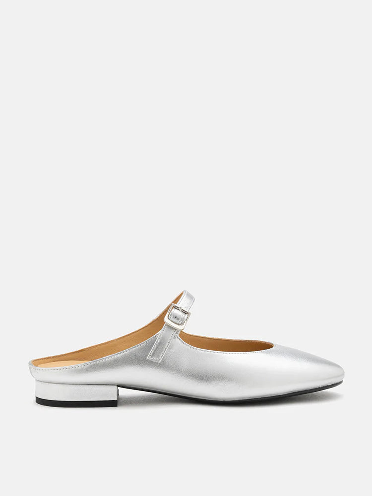 PAZZION, Maia Strapped Mules, Silver