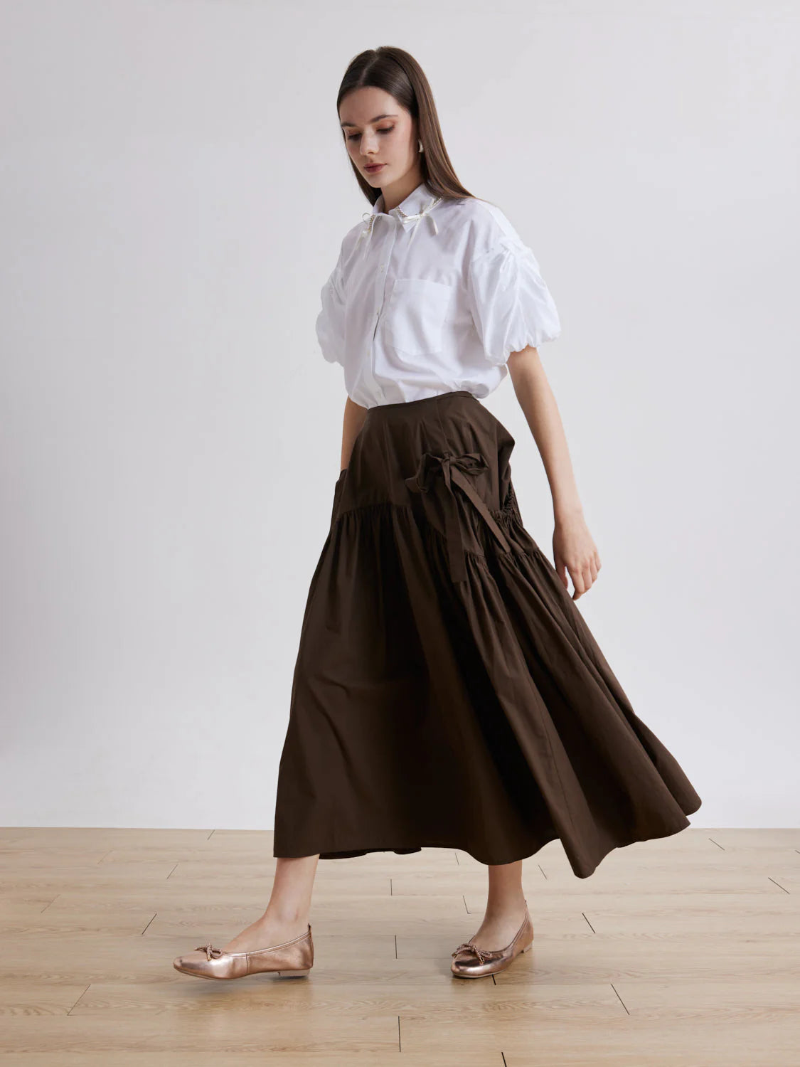 PAZZION, Mara Crystal Bow Ballerinas, Champagne