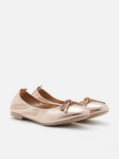 PAZZION, Mara Crystal Bow Ballerinas, Champagne