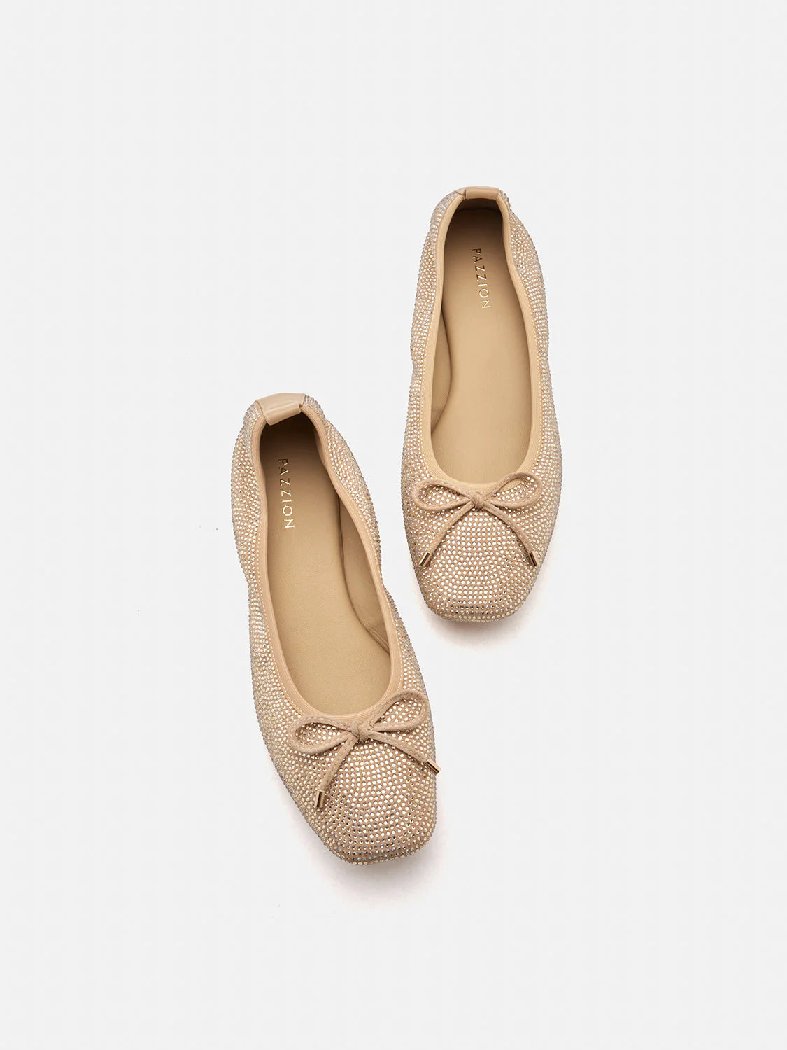 PAZZION, Marcelina Crystal Embellished Bow Flats, Almond