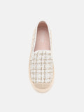 PAZZION, Margot Tweed Lace-up Espadrilles, White