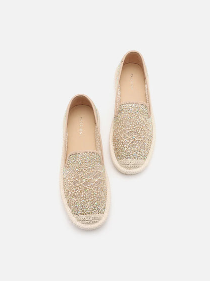 PAZZION, Marissa Crystal Embellished Espadrilles, Almond