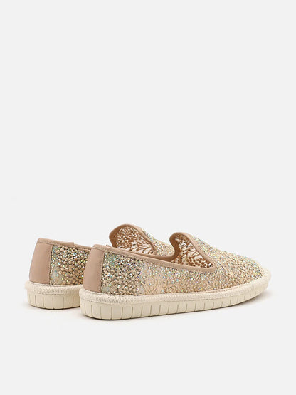 PAZZION, Marissa Crystal Embellished Espadrilles, Almond