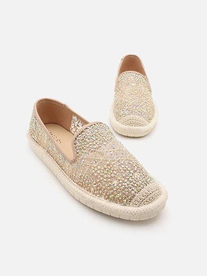 PAZZION, Marissa Crystal Embellished Espadrilles, Almond